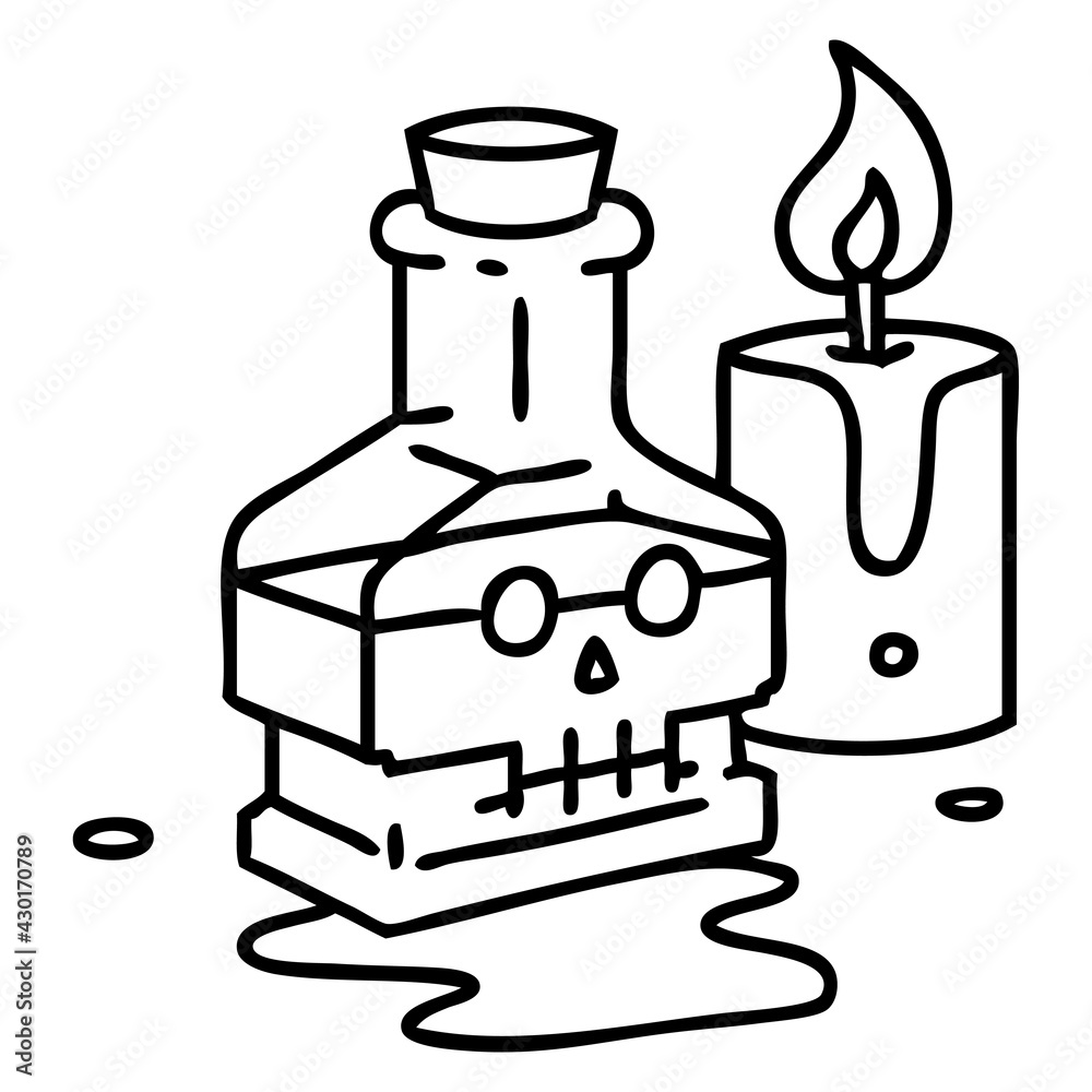 magic potion in fancy bottle with candle