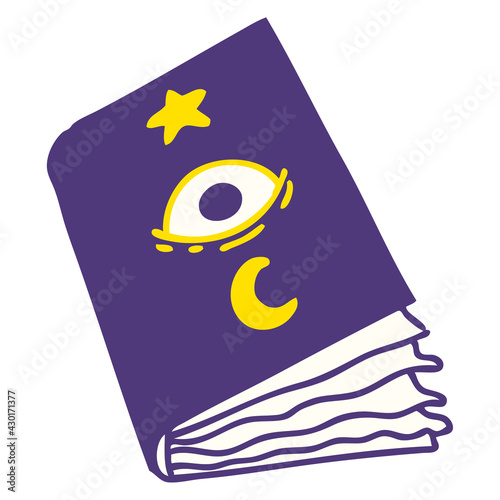 spooky spellbook with eyeball