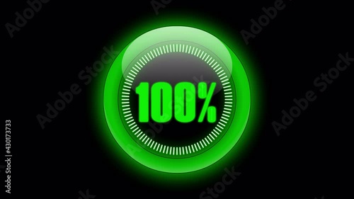3D loading circle ring on transparent background. Circular glass effect. 0-100% - 25 fps - 4k - Alpha Channel