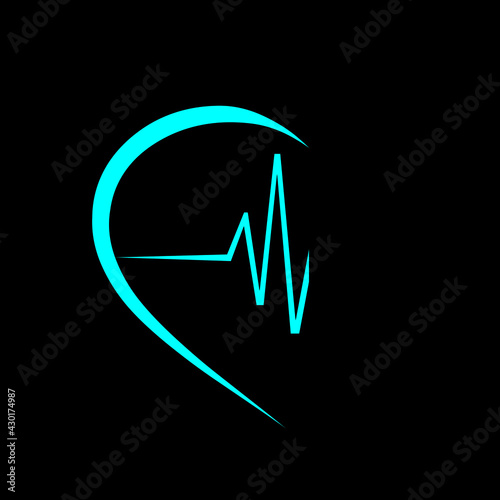 Cardiology doctor pharmacy medical heart beat graph and analysis breathing health care protection pulse ekg therapy vector illustration logo design.