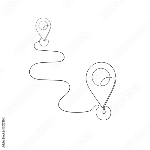 hand drawn doodle GPS map pin icon isolated in continuous line art style