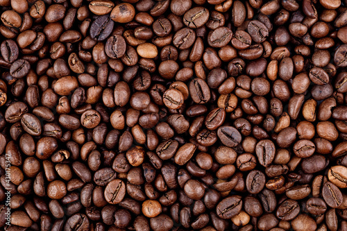 Background from coffee beans. Macro shooting.