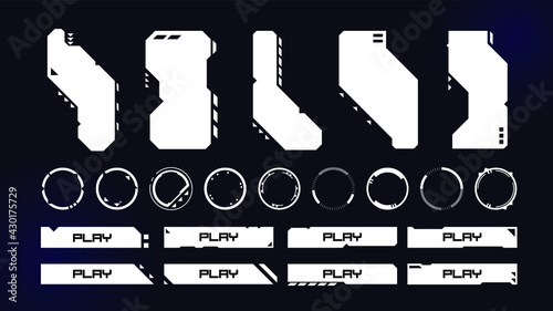 Set of Sci Fi Modern User Interface Elements. Futuristic Abstract HUD. Good for game UI. Vector Illustration EPS10