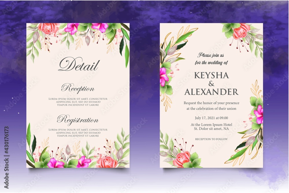 Botanical Watercolor Wedding Theme Set