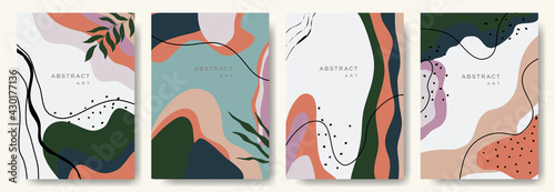 Abstract background with leaf pattern and various shapes set up. Ideal for cover, poster, business card, flyer, brochure,magazine first page,social media and other.vector illustration