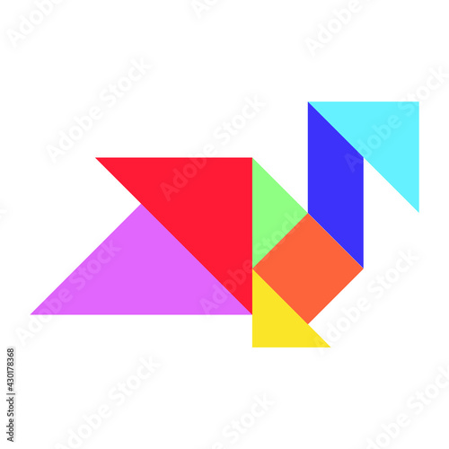 Free Download Color tangram puzzle in bird shape on white background - GFXLoad