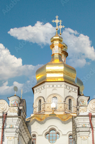 Kiev Pechersk Lavra, details of the exterior of internal buildings and cathedrals and the park. photo