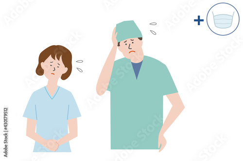 困っている医師と看護師のイラスト素材