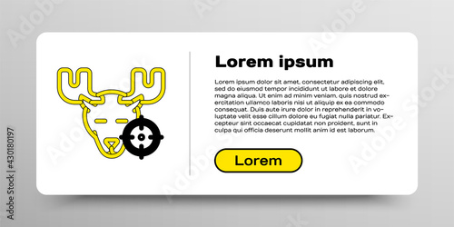 Line Hunt on moose with crosshairs icon isolated on white background. Hunting club logo with moose and target. Rifle lens aiming a moose. Colorful outline concept. Vector