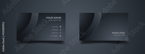 Elegance business card design. Abstract dark black grey with geometric shape. Vector illustration print template.