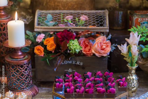 candles and flowers