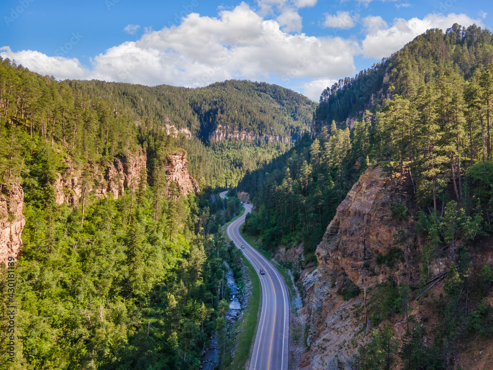 Great scenic drive on the Spearfish Canyon Scenic Byway, South Dakota Black Hills