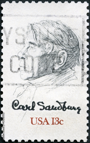 USA - 1977: shows Carl August Sandburg (1878-1967), by G Sauvage William A Smith 1952, poet, biographer and collector of American folk songs, 1977 © Popova Olga