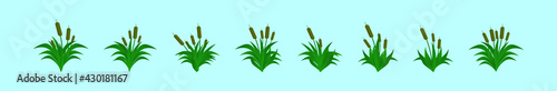 set of cattail cartoon icon design template with various models. vector illustration isolated on blue background