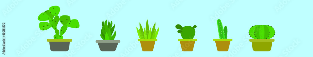 set of succulents cartoon icon design template with various models. vector illustration isolated on blue background set of succulents cartoon icon design template with various models. vector illustration isolated on blue background