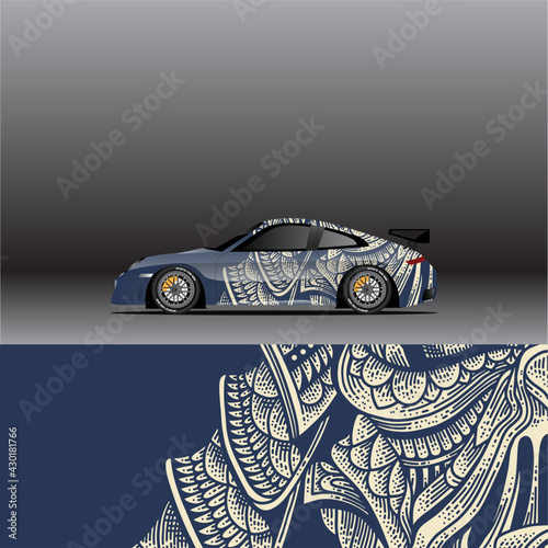 Car wrap decal designs. Abstract racing and sport background for racing livery or daily use car vinyl sticker