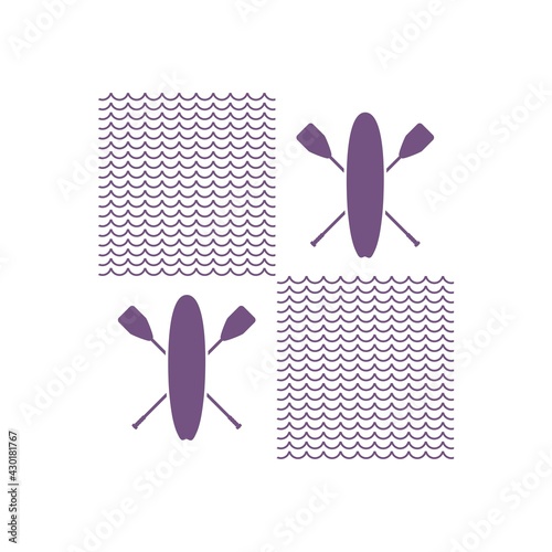 Stand up paddle boarding flat emblem illustration