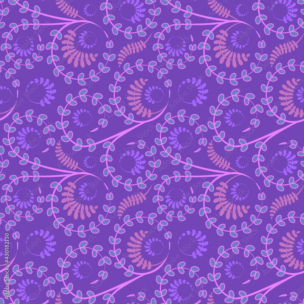 Seamless texture, pattern on a square background - flowers and leaves. Styling.
