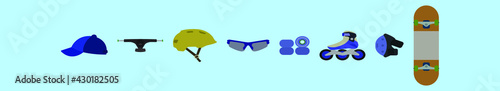 set of roller blade cartoon icon design template with various models. vector illustration isolated on blue background