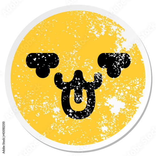 cute animal sticking out tongue face circular sticker