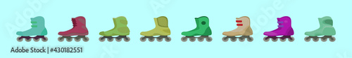 set of roller blade cartoon icon design template with various models. vector illustration isolated on blue background