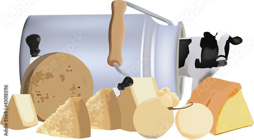  coming out of the milk container and cheeses