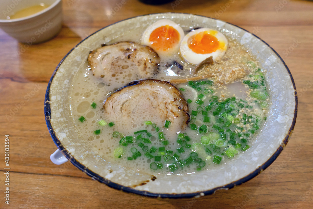 Japanese Pork Tonkotsu Ramen with Char Siu and Eggs