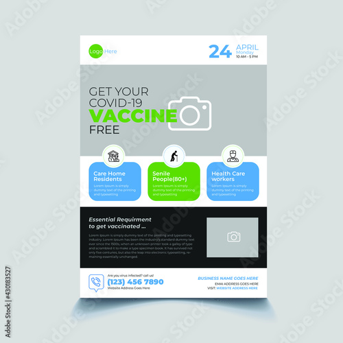 Covid-19 Vaccination Program Flyer Template Design (ID: 430183527)