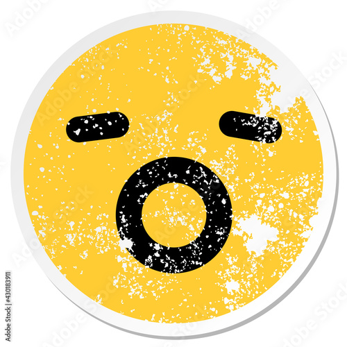 yawning face circular sticker