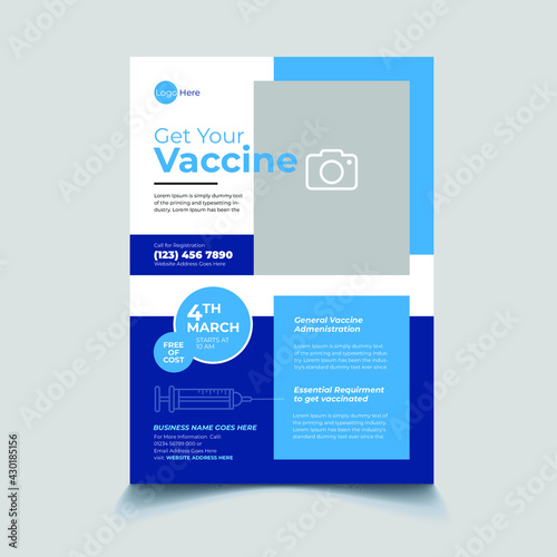 Covid-19 Vaccination Program Flyer Template Design (ID: 430185156)