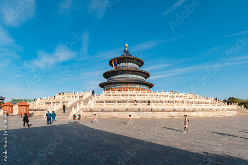 Landscape of Temple of Heaven against blue sky, the landmark of Beijing, china