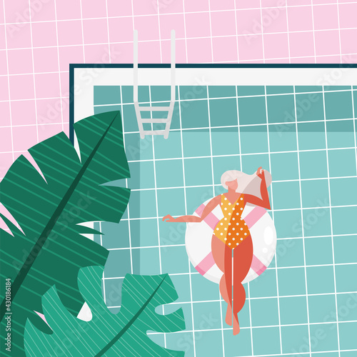 blond woman in pool