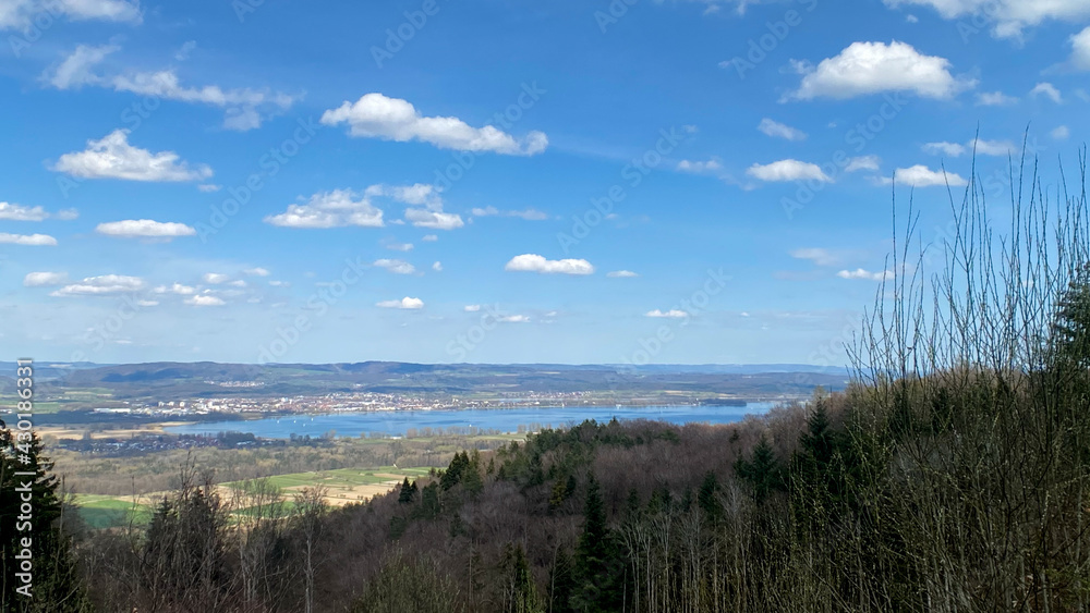 Blick von den Bergen auf Radolfzell am Bodensee, Bodenseekreis, Baden Württemberg, Deutschland