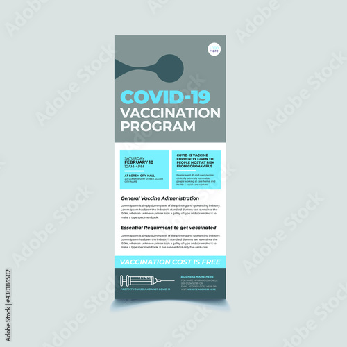 Covid-19 Vaccination Program Door Hanger Template Design (ID: 430186502)