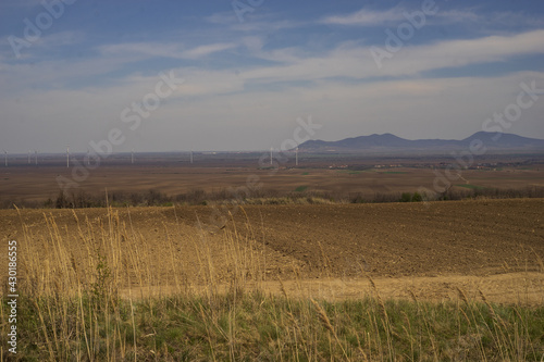 Landscape of farmlands in Banat district, Zagajica, Serbia photo