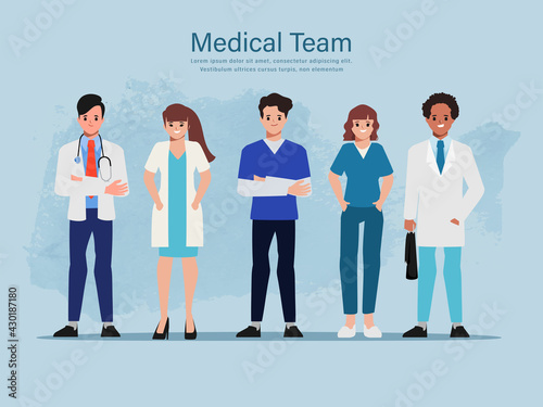 Doctor character set for medicine. Healthcare medical people in hospital animated.