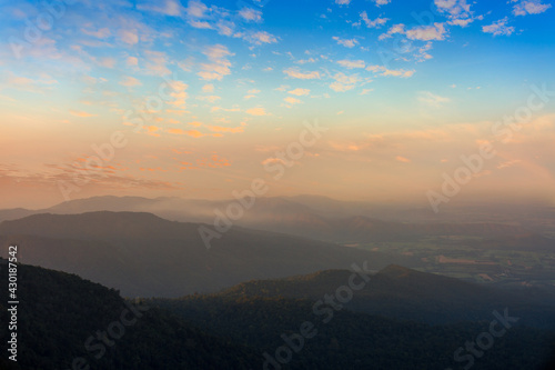 Beautiful mountains and sky in the morning,Mountains under mist in the morning Amazing nature scenery form Kerala God's own Country Tourism and travel concept image, Fresh and relax type nature image