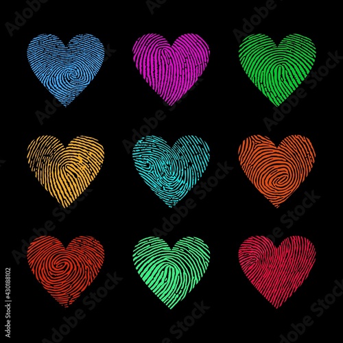 Heart With Colorful Fingerprint Texture