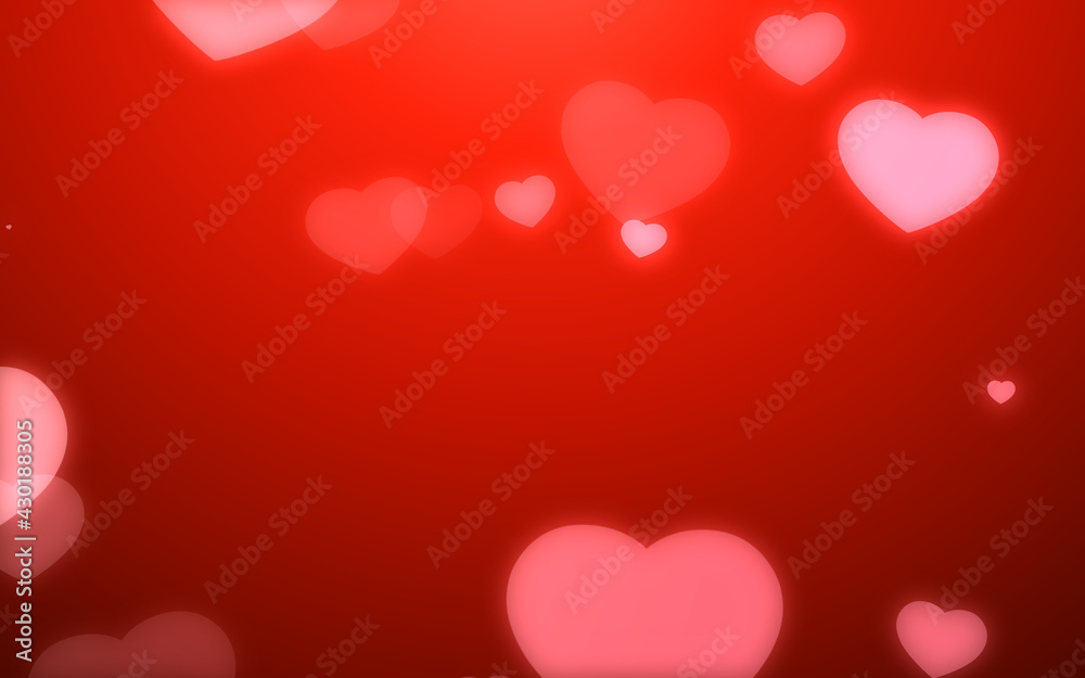 Valentine day pink hearts light on red background. Valentine day pink hearts light on red background.