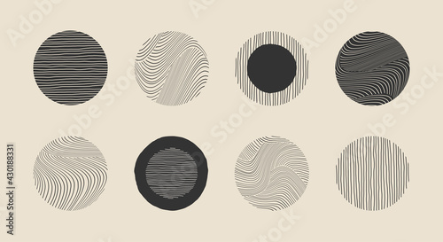 Set of hand drawn minimalist artistic circle elements