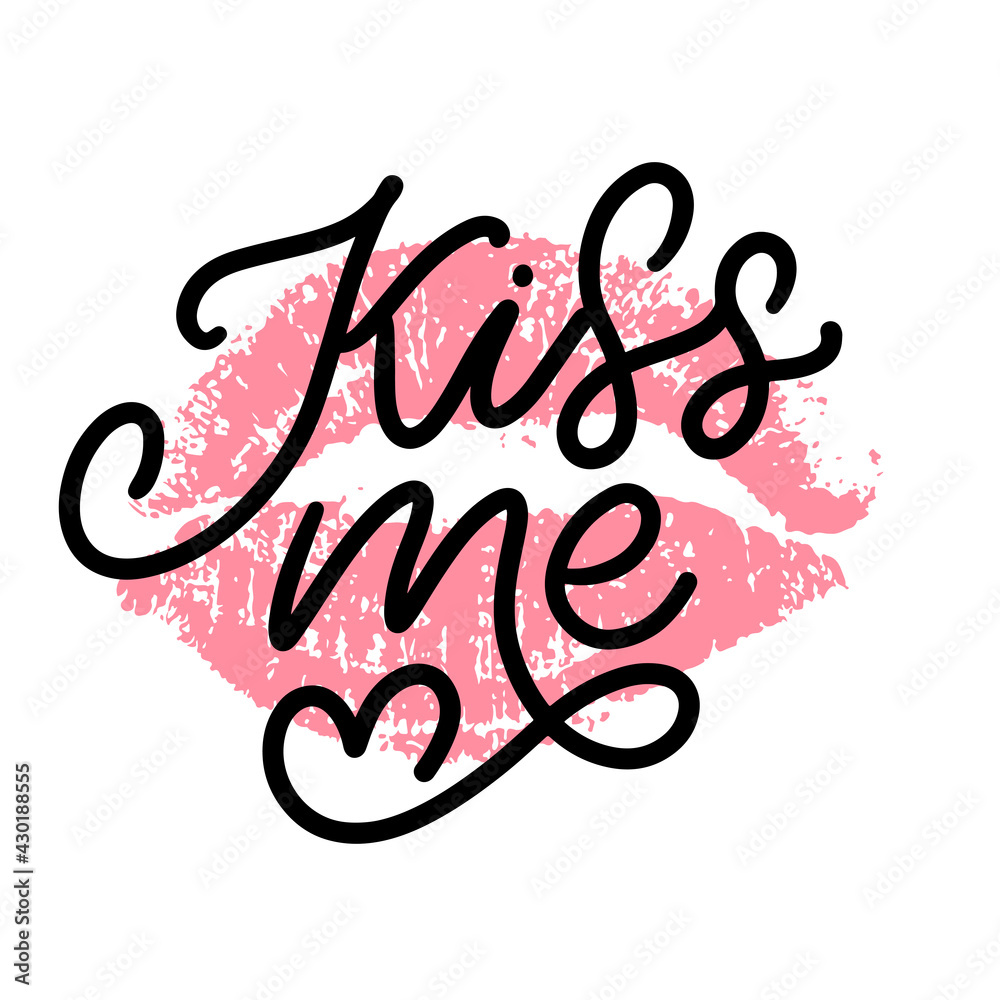 kiss me hand lettering scalable and editable vector illustration lips kiss me hand lettering scalable and editable vector illustration lips