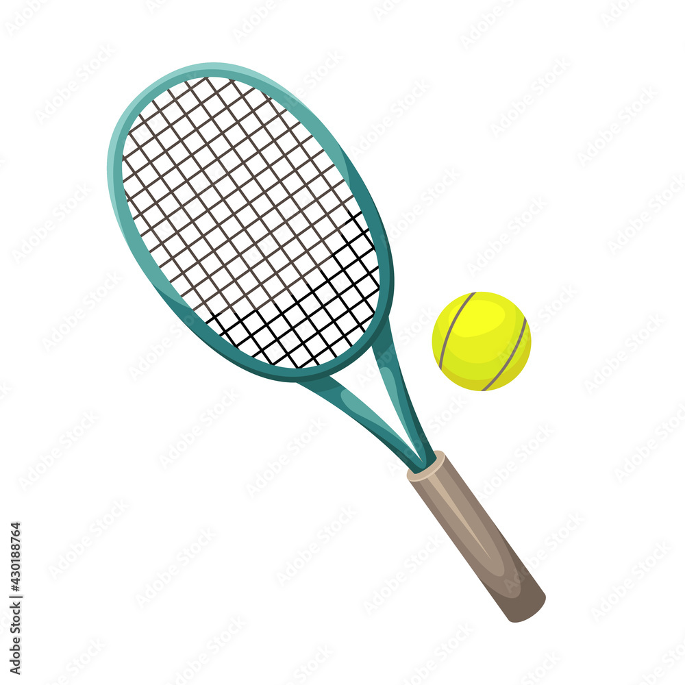 Vector illustration of a tennis racket with a ball. Training. Sport.