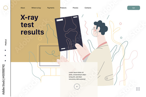 Medical tests template - x-ray test. Modern flat vector