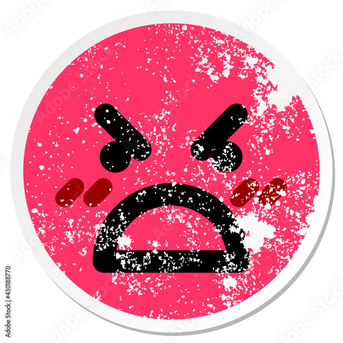angry boss face circular sticker