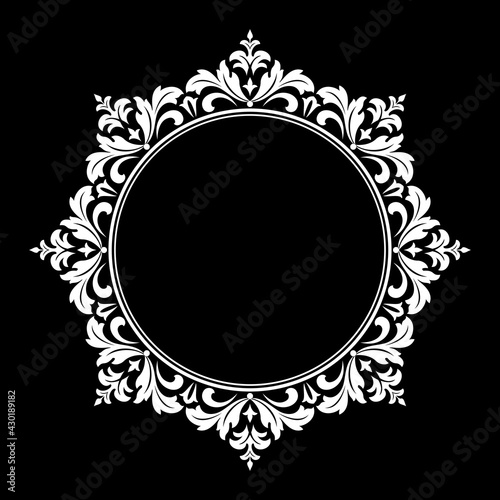 Decorative frame Elegant vector element for design in Eastern style, place for text. Floral black and white border. Lace illustration for invitations and greeting cards © ELENA
