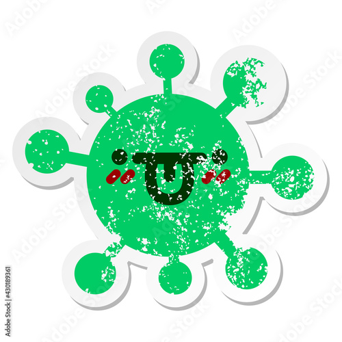 confused blushing virus distressed sticker