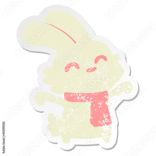 rabbit with scarf yawning grunge sticker