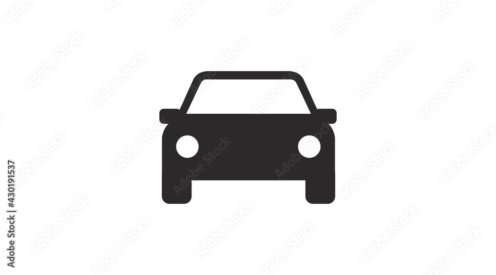 Car Icon. Vector flat black and white isolated illustration of the front side of a car Car Icon. Vector flat black and white isolated illustration of the front side of a car