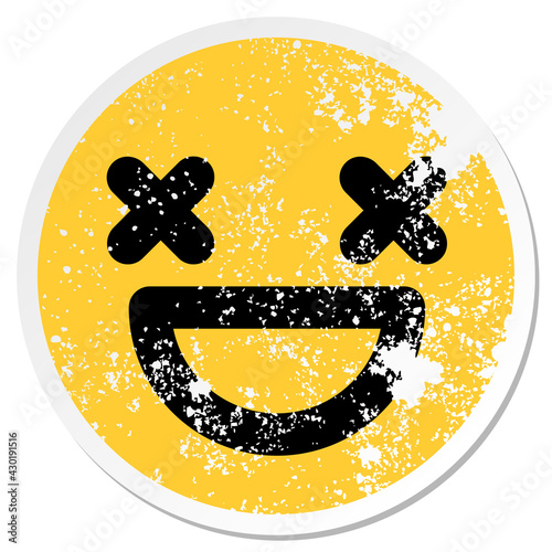 grinning dead face circular sticker