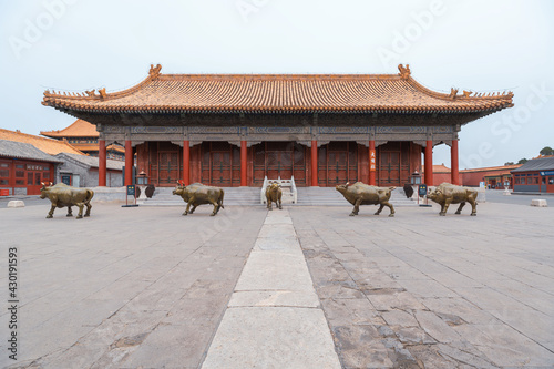 Ancient buildings with red wall in the Forbidden City, Beijing, China